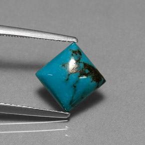 Turchese naturale blu da 2,04 ct, quadrato, opaco