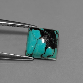 Turchese naturale blu da 1,65 ct, quadrato, opaco