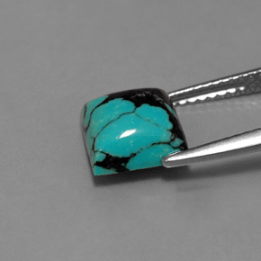 Turchese naturale blu da 1,65 ct, quadrato, opaco