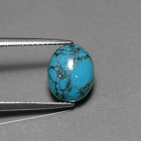 Turchese naturale blu da 1,91 ct, taglio ovale, opaco