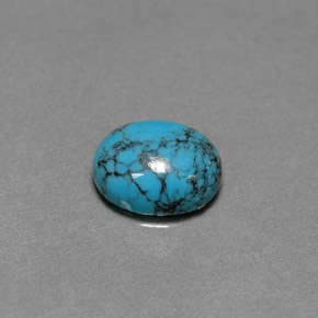 Turchese naturale blu da 1,91 ct, taglio ovale, opaco