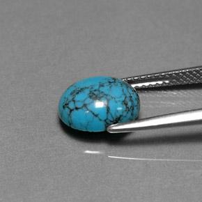 Turchese naturale blu da 1,91 ct, taglio ovale, opaco