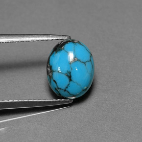 Turchese naturale blu da 1,79 ct, taglio ovale, opaco