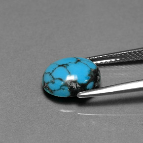 Turchese naturale blu da 1,79 ct, taglio ovale, opaco