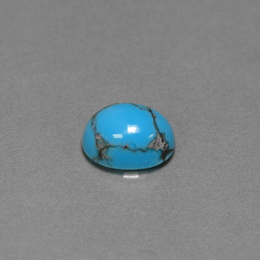 Turchese naturale blu da 1,25 ct, taglio ovale, opaco