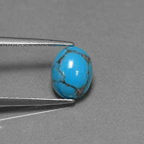 Turchese naturale blu da 1,25 ct, taglio ovale, opaco