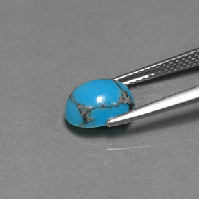 Turchese naturale blu da 1,25 ct, taglio ovale, opaco