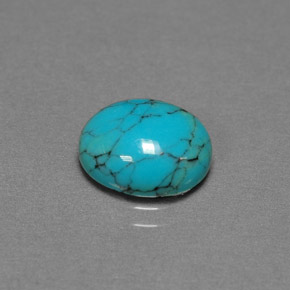 Turchese naturale blu da 1,93 ct, taglio ovale, opaco