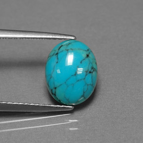 Turchese naturale blu da 1,93 ct, taglio ovale, opaco