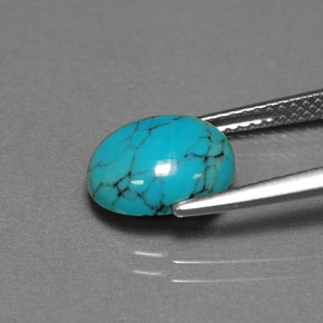 Turchese naturale blu da 1,93 ct, taglio ovale, opaco