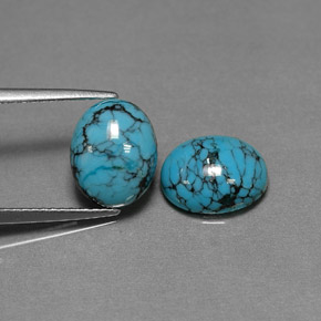 Gemme di Turchese Blu naturale da  ct, Taglio ovale, Opaco