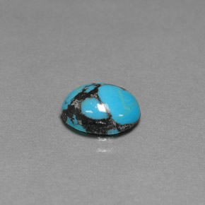 Turchese naturale blu da 1,44 ct, taglio ovale, opaco