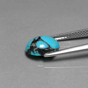 Turchese naturale blu da 1,44 ct, taglio ovale, opaco