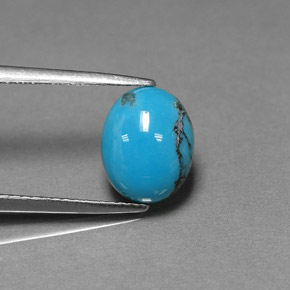 Turchese naturale blu da 2,16 ct, taglio ovale, opaco