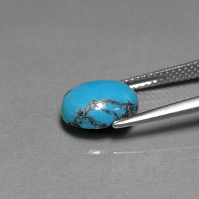 Turchese naturale blu da 2,16 ct, taglio ovale, opaco