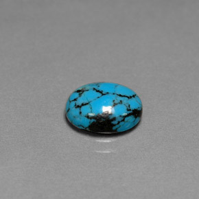 Turchese naturale blu da 1,55 ct, taglio ovale, opaco