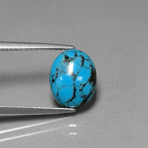 Turchese naturale blu da 1,55 ct, taglio ovale, opaco