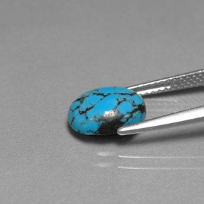 Turchese naturale blu da 1,55 ct, taglio ovale, opaco