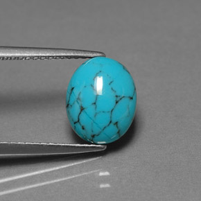Turchese naturale blu da 1,70 ct, taglio ovale, opaco