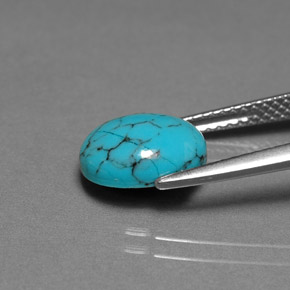 Turchese naturale blu da 1,70 ct, taglio ovale, opaco