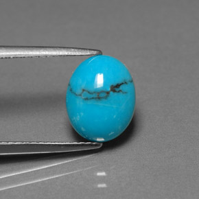 Turchese naturale blu da 1,91 ct, taglio ovale, opaco