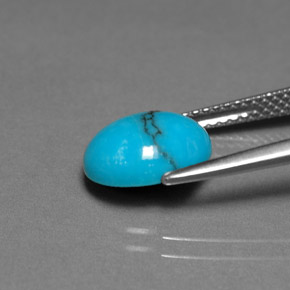 Turchese naturale blu da 1,91 ct, taglio ovale, opaco