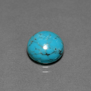 Turchese naturale blu da 2,58 ct, taglio rotondo, opaco