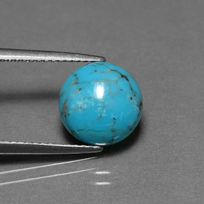 Turchese naturale blu da 2,58 ct, taglio rotondo, opaco