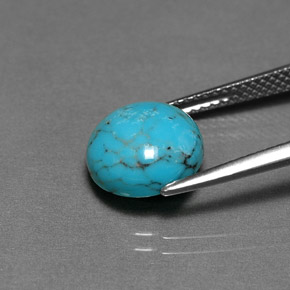 Turchese naturale blu da 2,58 ct, taglio rotondo, opaco