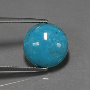Turchese naturale blu da 6,37 ct, taglio rotondo, opaco