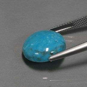 Turchese naturale blu da 6,37 ct, taglio rotondo, opaco