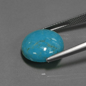 Turchese naturale blu da 6,36 ct, taglio rotondo, opaco