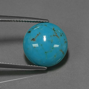 Turchese naturale blu da 6,39 ct, taglio rotondo, opaco