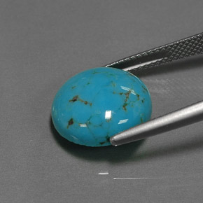 Turchese naturale blu da 6,39 ct, taglio rotondo, opaco