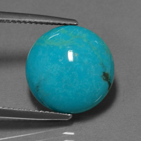 Turchese naturale blu da 6,18 ct, taglio rotondo, opaco