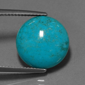 Turchese naturale blu da 6,25 ct, taglio rotondo, opaco