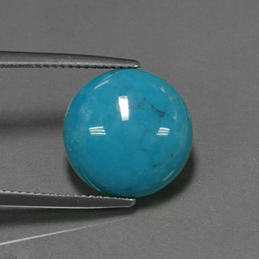 Turchese naturale blu da 6,47 ct, taglio rotondo, opaco