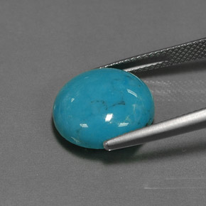 Turchese naturale blu da 6,47 ct, taglio rotondo, opaco