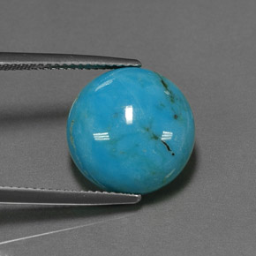 Turchese naturale blu da 6,53 ct, taglio rotondo, opaco