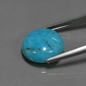 Turchese naturale blu da 6,53 ct, taglio rotondo, opaco