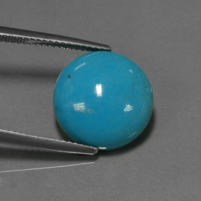 Turchese naturale blu da 6,66 ct, taglio rotondo, opaco