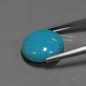 Turchese naturale blu da 6,66 ct, taglio rotondo, opaco