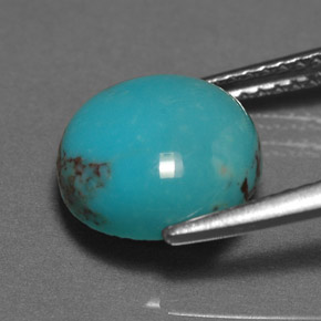 Turchese naturale verde da 3,02 ct, taglio rotondo, opaco