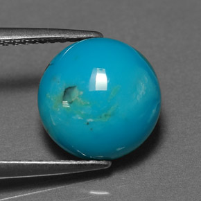 Turchese naturale verde da 3,04 ct, taglio rotondo, opaco