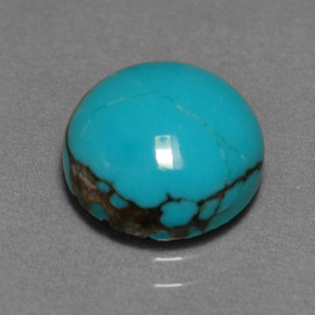 Turchese naturale blu da 3,06 ct, taglio rotondo, opaco