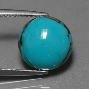 Turchese naturale blu da 3,06 ct, taglio rotondo, opaco