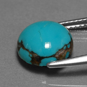 Turchese naturale blu da 3,06 ct, taglio rotondo, opaco