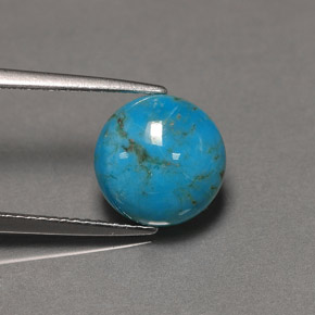 Turchese naturale blu da 2,96 ct, taglio rotondo, opaco