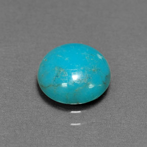 Turchese naturale blu da 1,30 ct, taglio rotondo, opaco