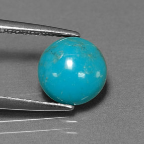Turchese naturale blu da 1,30 ct, taglio rotondo, opaco